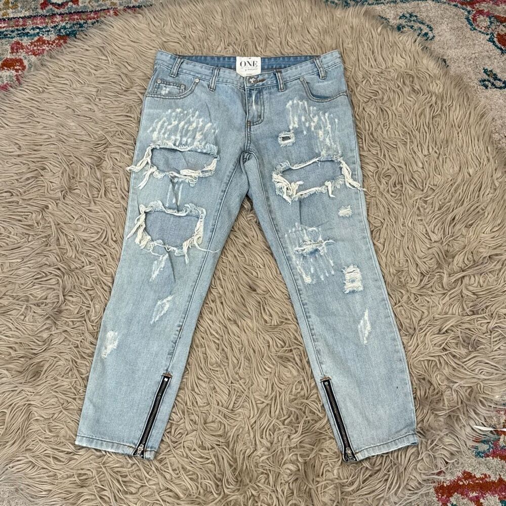 One by one teaspoon trashed free bird jeans size 29